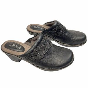 Euro Soft by Sofft Black Leather Mules Clogs Shoes Women's Size 7 M